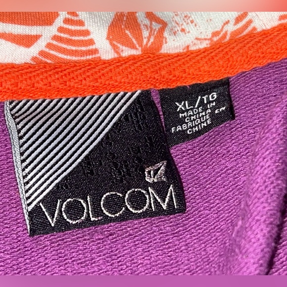 Volcom Zip French Terry Hoodie - Orange/Coral/White/Purple-Y2K/Skate Juniors XL - Picture 14 of 16